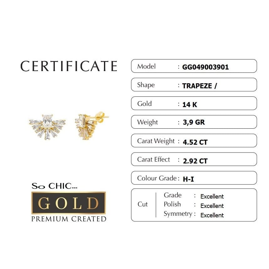 14 K Gold White Gold Certified Premium Created Stone Baguette Earrings SoChic