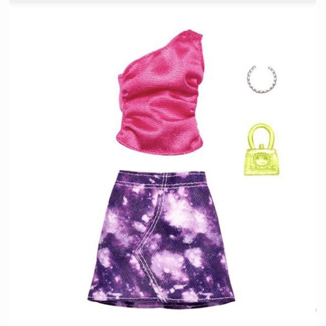 Barbie Complete Looks Clothes Pink Top and Tie-Dye Skirt with Accessories