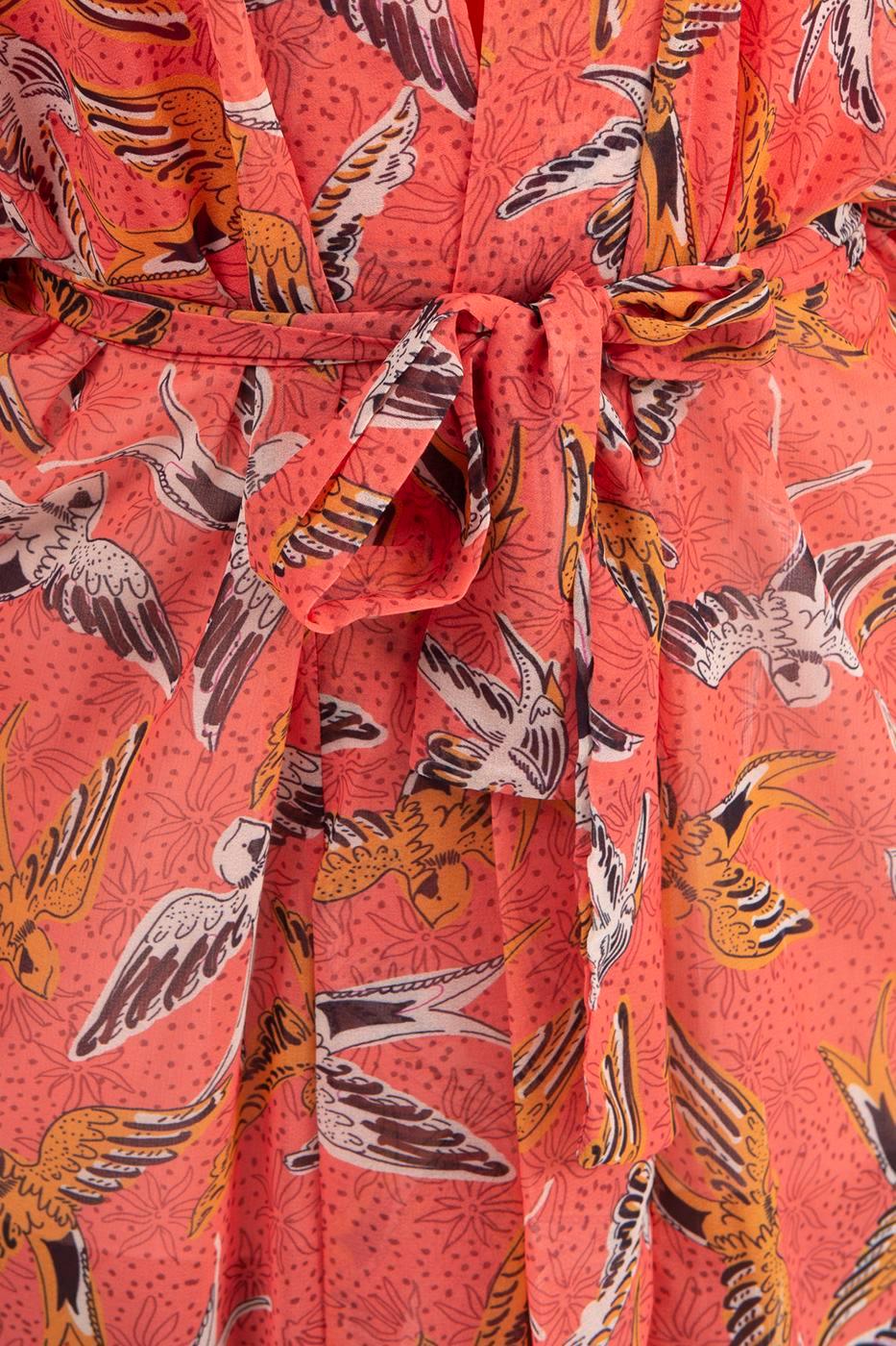 Belt Detailed Bat Sleeve Kimono ZEFASH