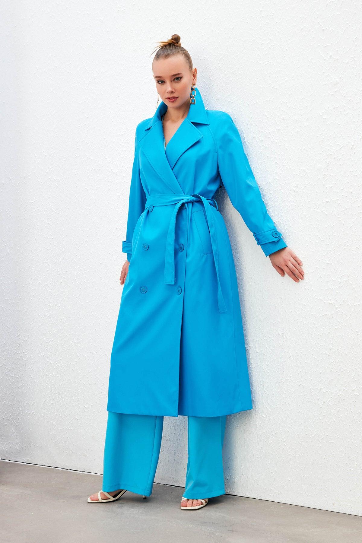 Belted Long Trench Blue / S / 4 ZEFASH