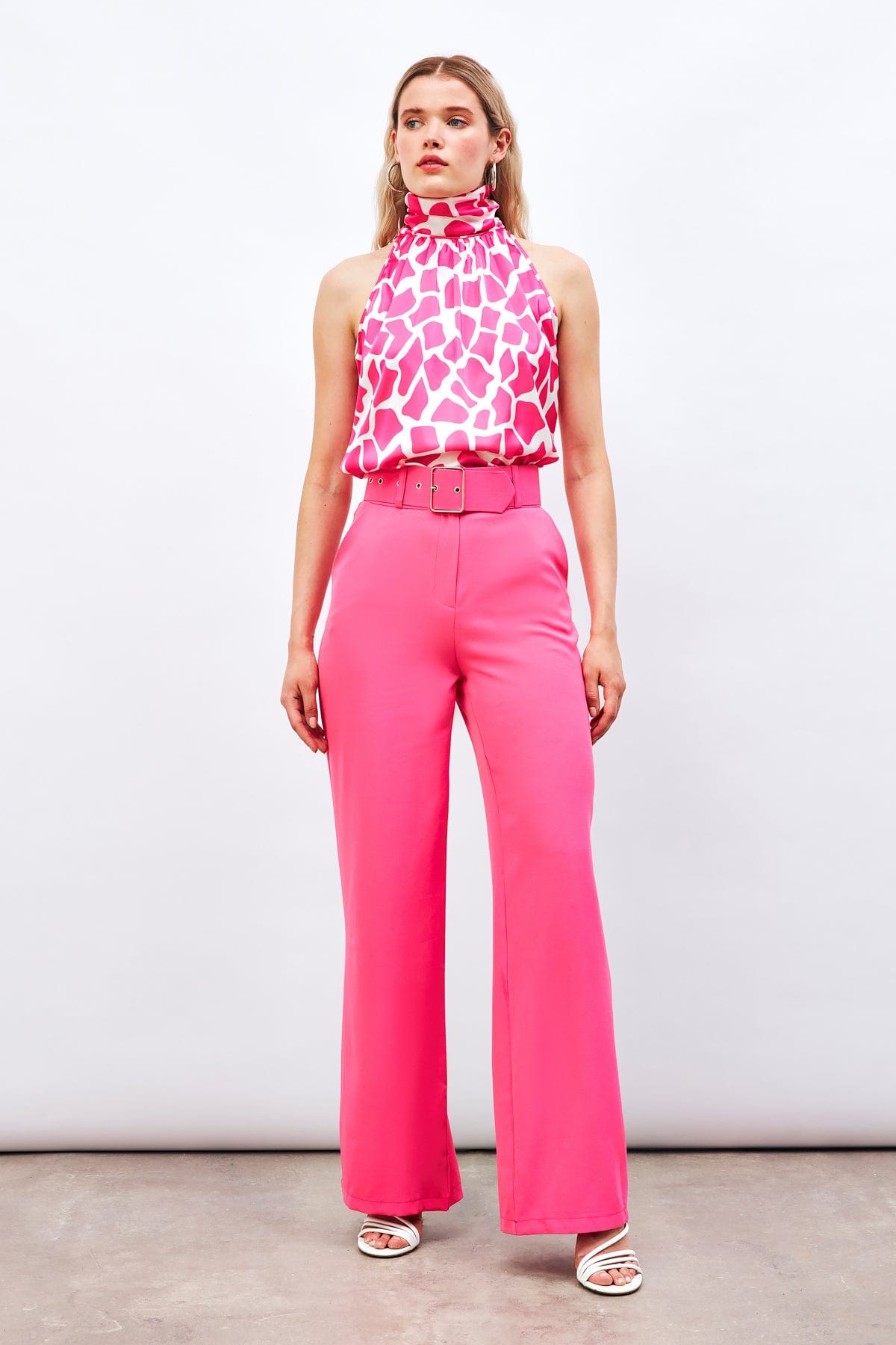 Belted Wide Leg Trousers ZEFASH