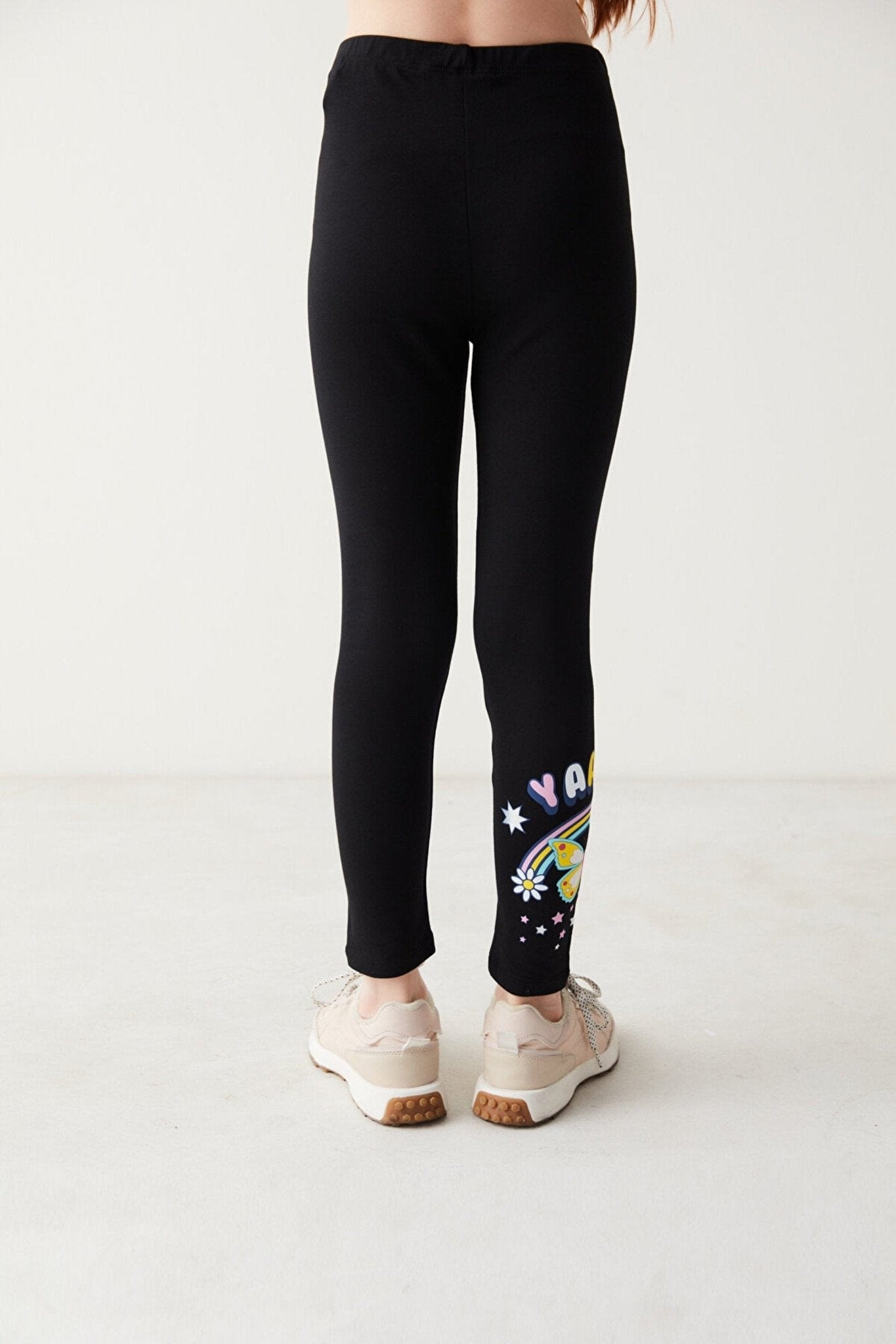 Black Girl's Rainbow Patterned Leggings FLEXISB