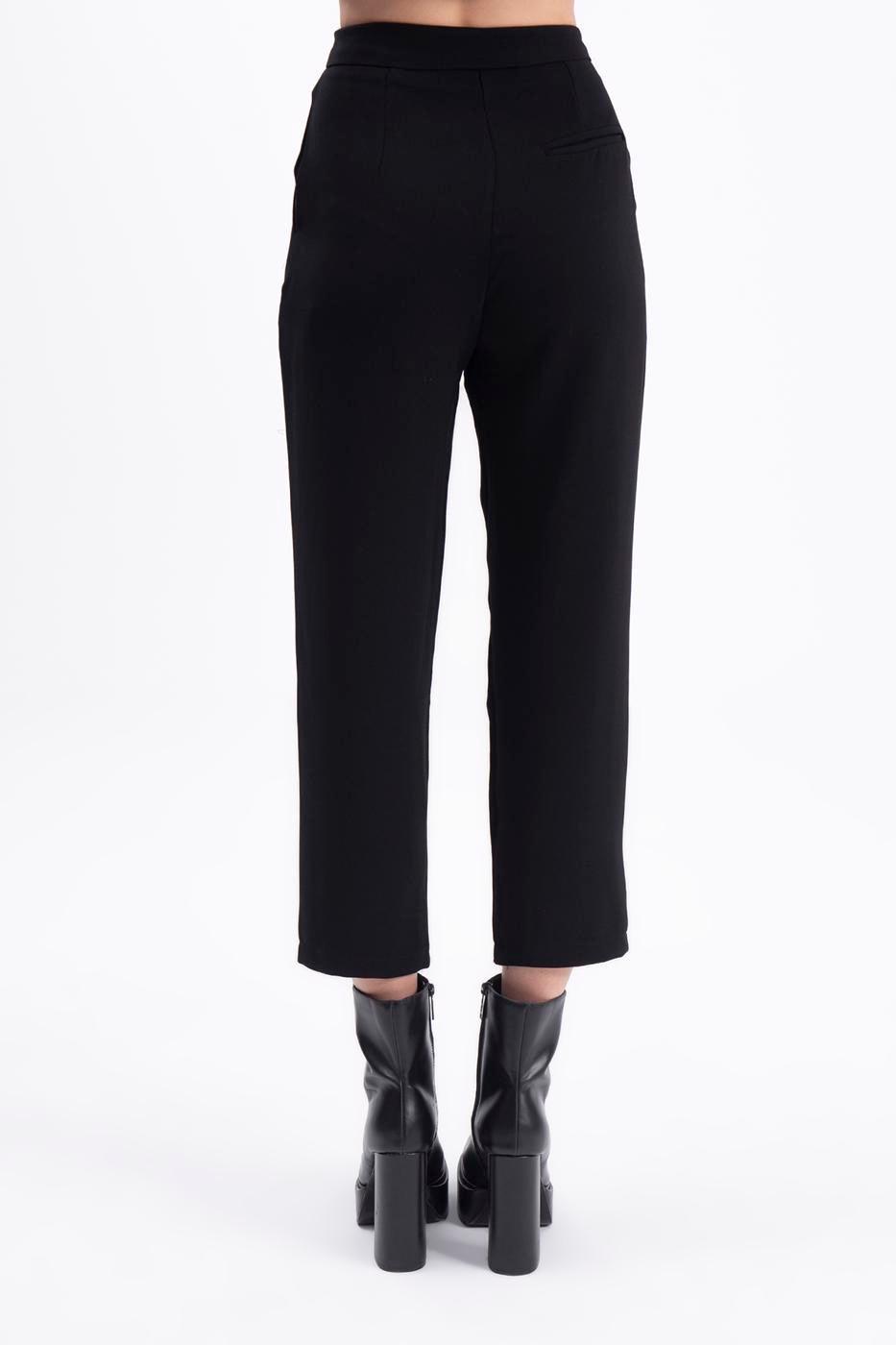 Black High Waist Pleated Detailed Trousers ZEFASH