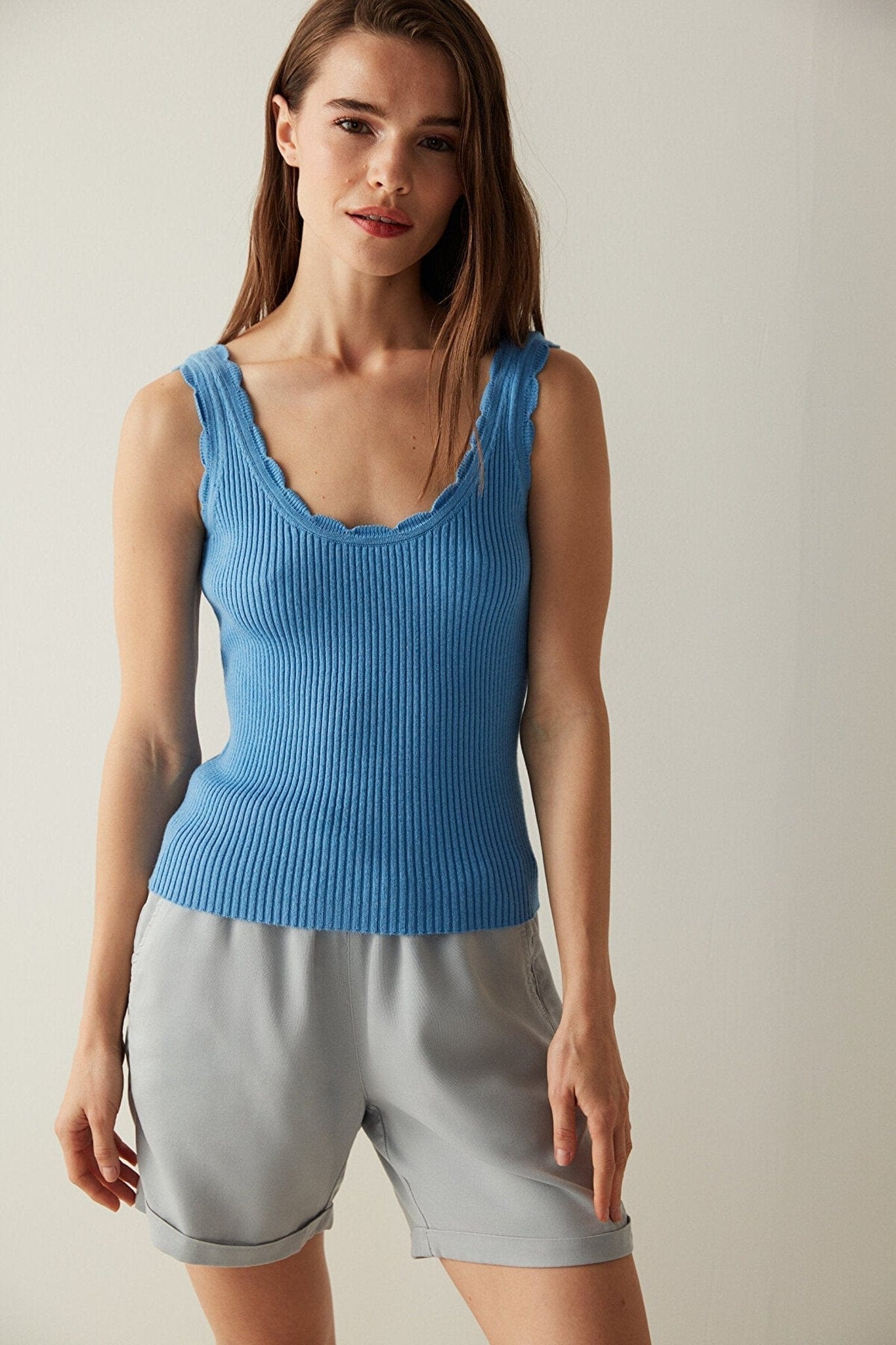 Blue Tricot Top with Edge Detail XS / 2 FLEXISB