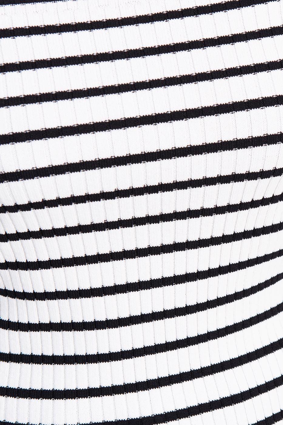 Carmen Collar Striped Crop Top ZEFASH