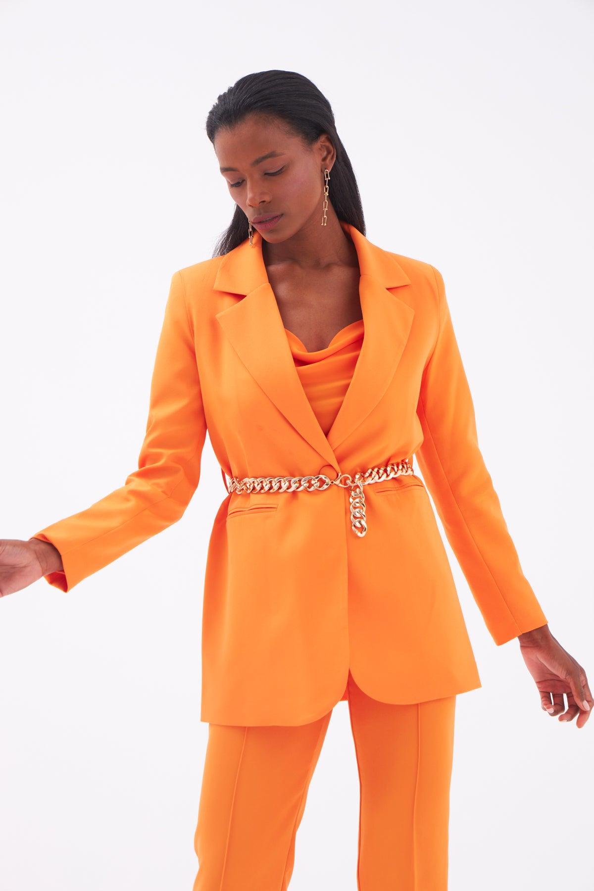 Chain Belt Long Jacket Orange / S / 4 ZEFASH