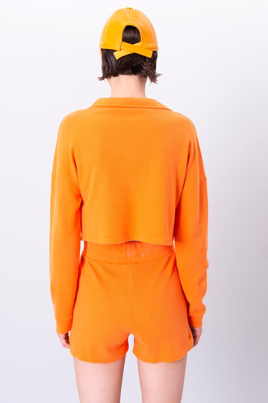 Collar Detailed Sweatshirt Orange / XS / 2 ZEFASH