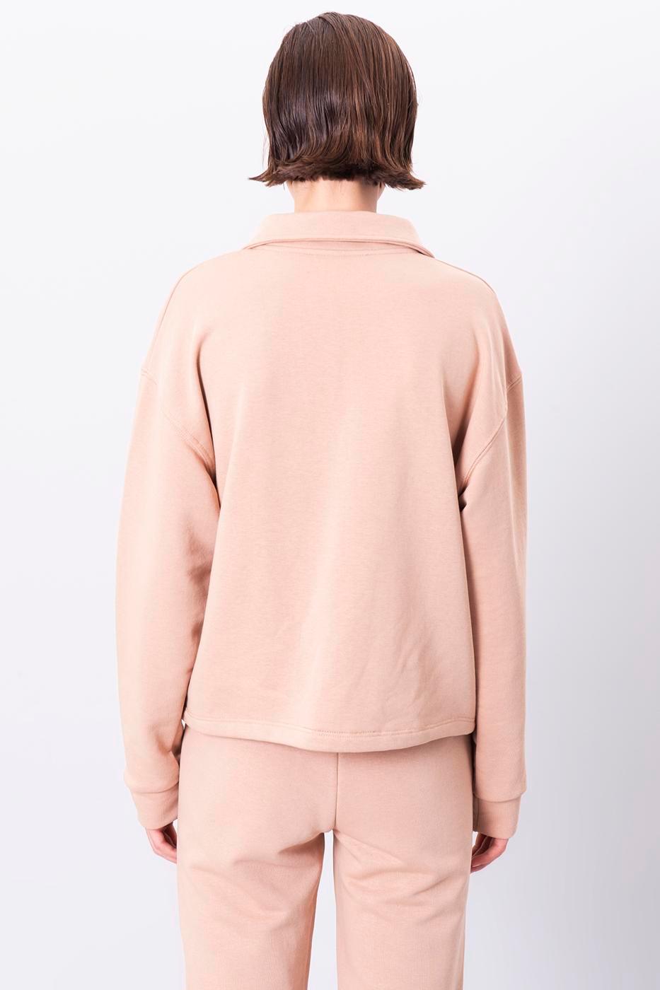 Collar Detailed Sweatshirt Pink / XS / 2 ZEFASH