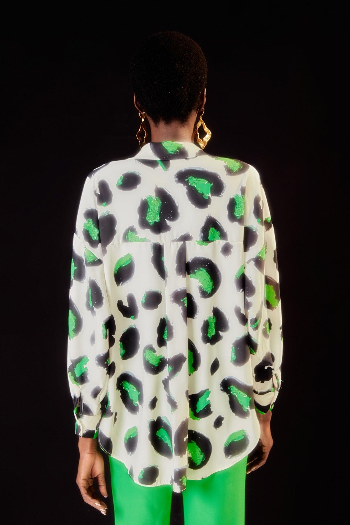 Colorful Leopard Patterned Loose Shirt ZEFASH