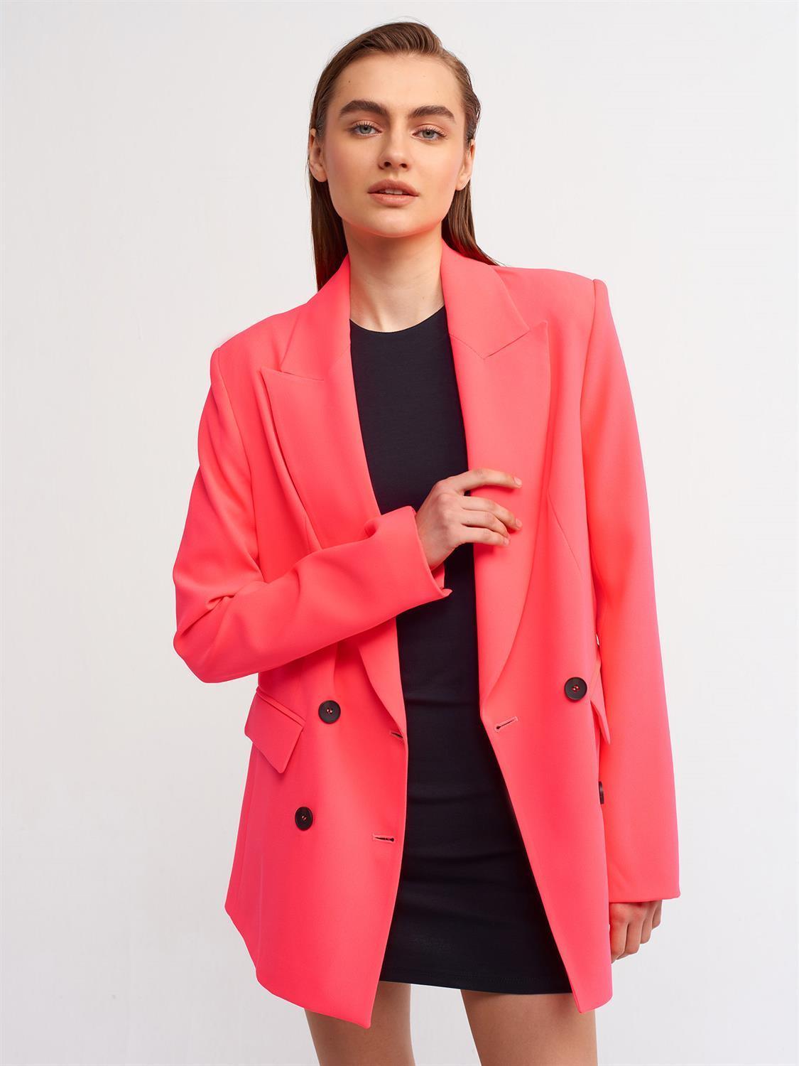 Double Breasted Blazer Jacket Neon Pink / S / 4 ZEFASH
