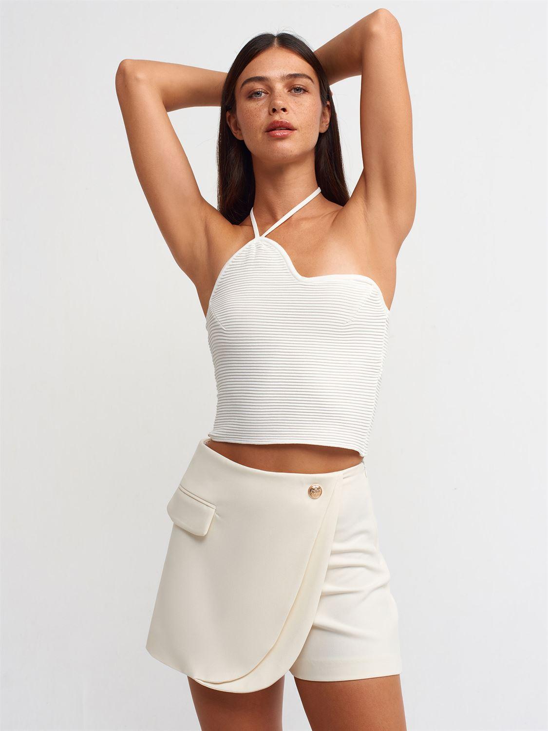 Double-breasted Shorts Skirt White / M / 6 ZEFASH