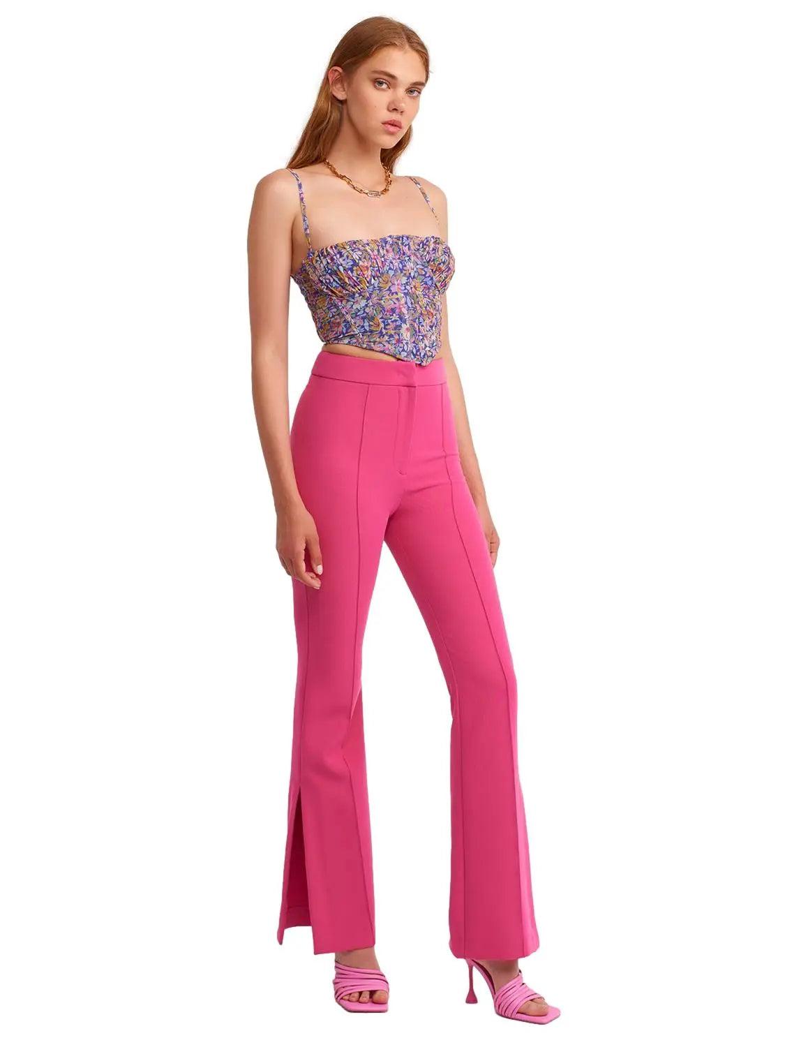 Flared Trousers With Slits Fuchsia / S / 4 ZEFASH