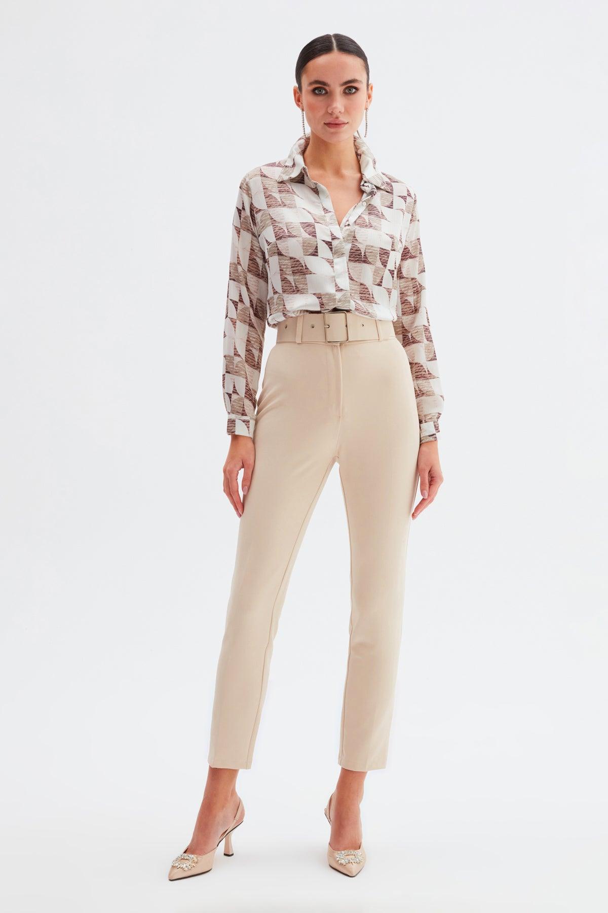 High Waist Belted Trousers ZEFASH