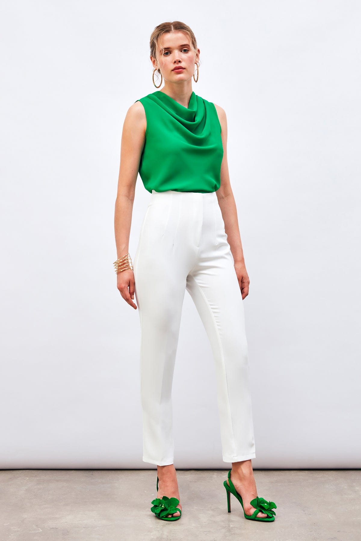 High Waist Collared Trousers ZEFASH