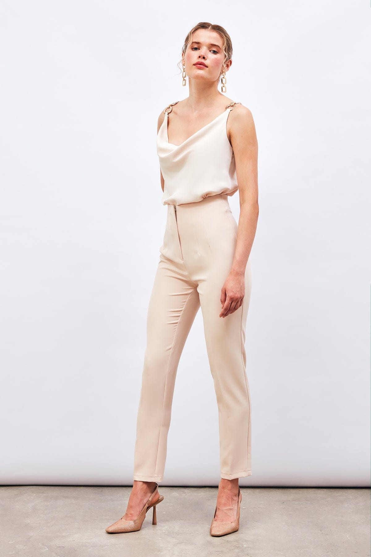 High Waist Collared Trousers ZEFASH