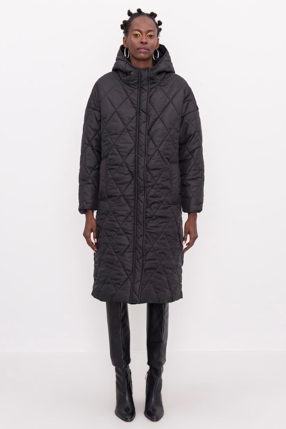 Hooded Quilted Inflatable Coat Black / XS / 2 ZEFASH