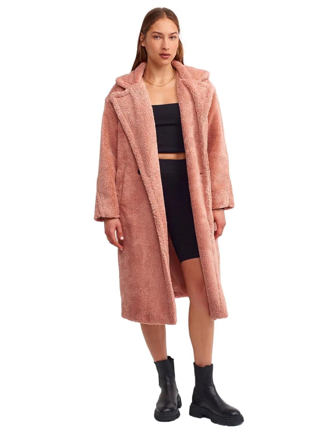Long Plush Coat Pink / S / 4 ZEFASH