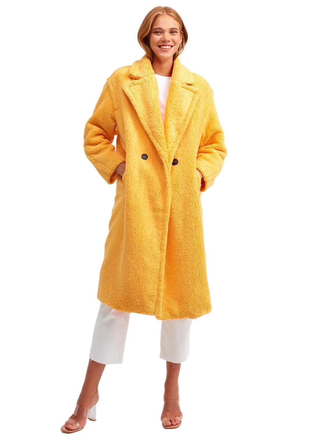 Long Plush Coat Yellow / S / 4 ZEFASH