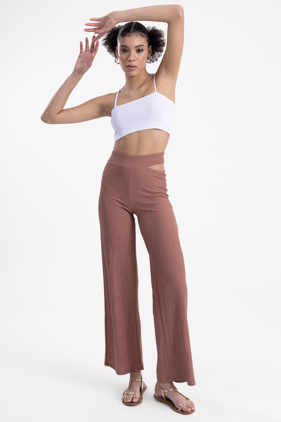 Loose Trousers With Waist Window Detail ZEFASH