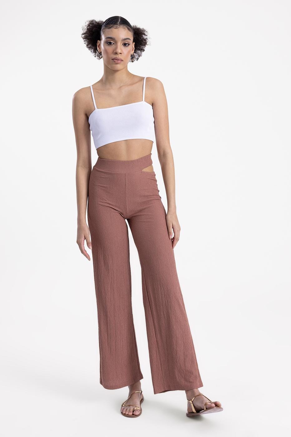 Loose Trousers With Waist Window Detail ZEFASH