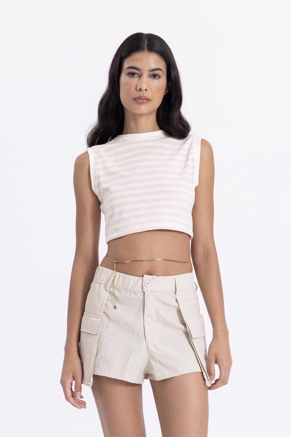 Mini Shorts Skirt With Pockets Cream / XS / 2 ZEFASH