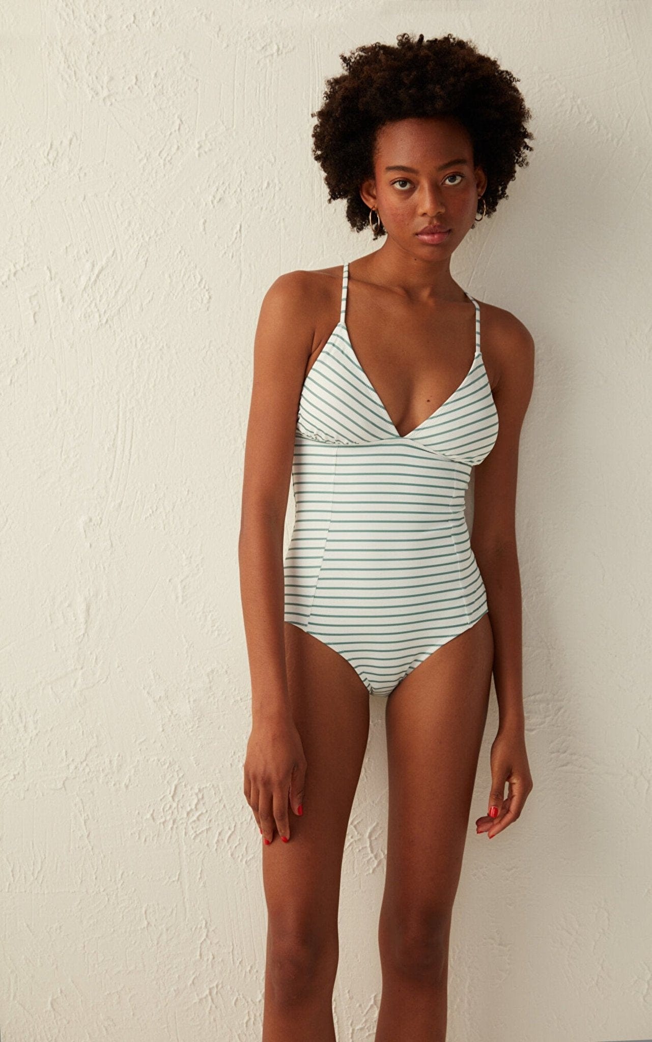 Mint Green White Striped Pietra Bimba Swimsuit FLEXISB