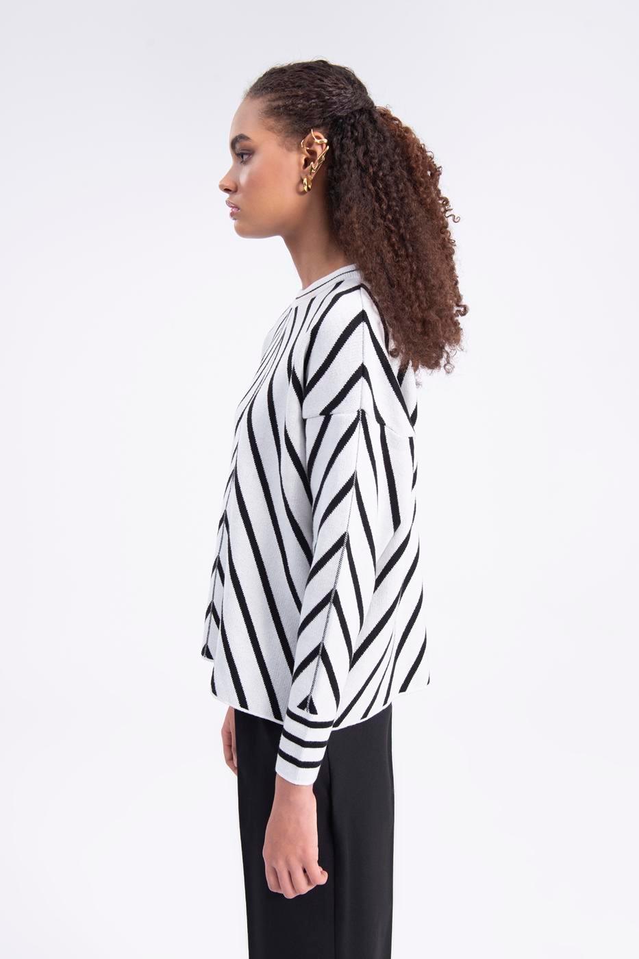 Oblique Striped Sweater ZEFASH