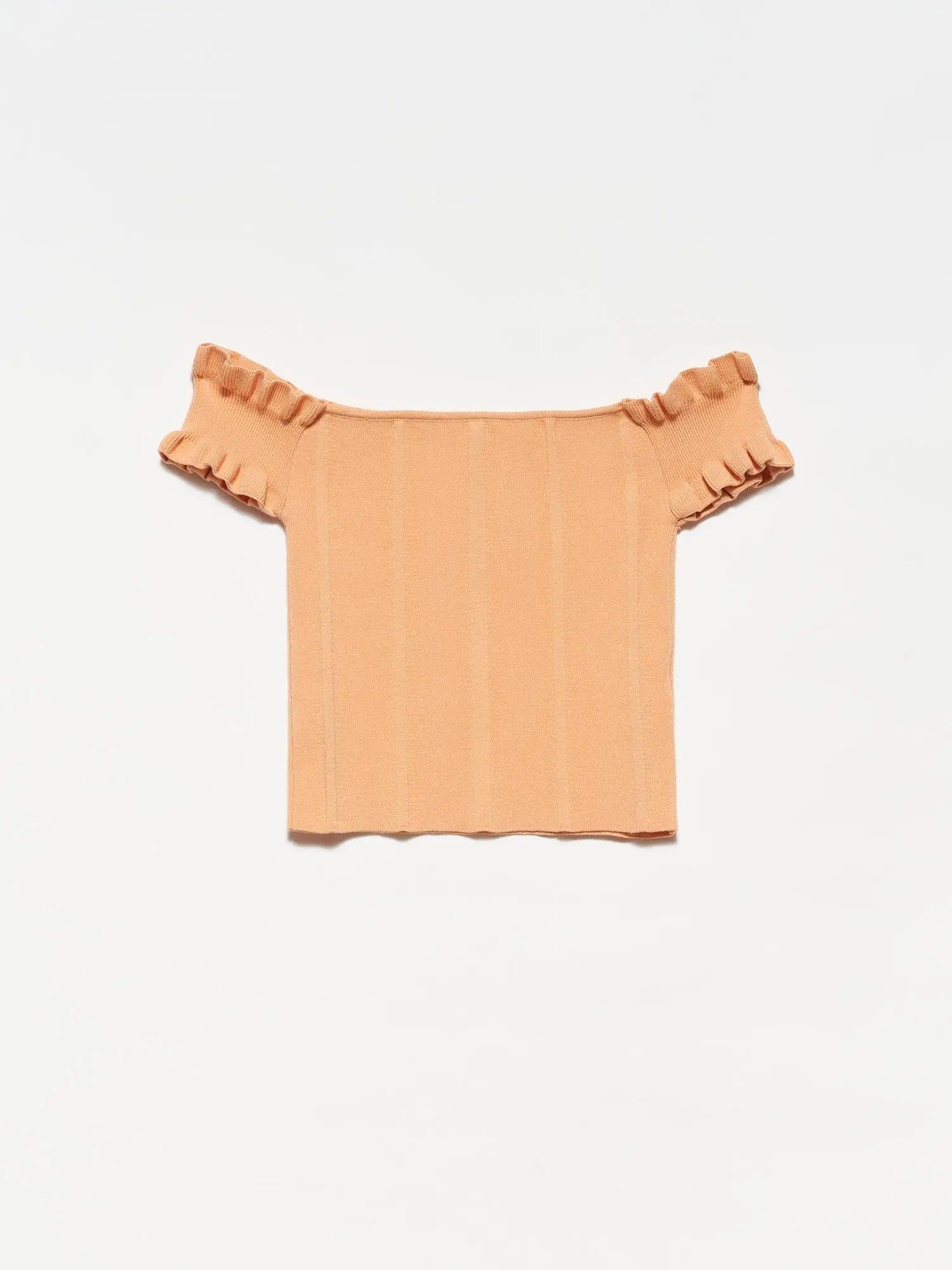Off Shoulder Knitwear Bustier Orange / One Size ZEFASH