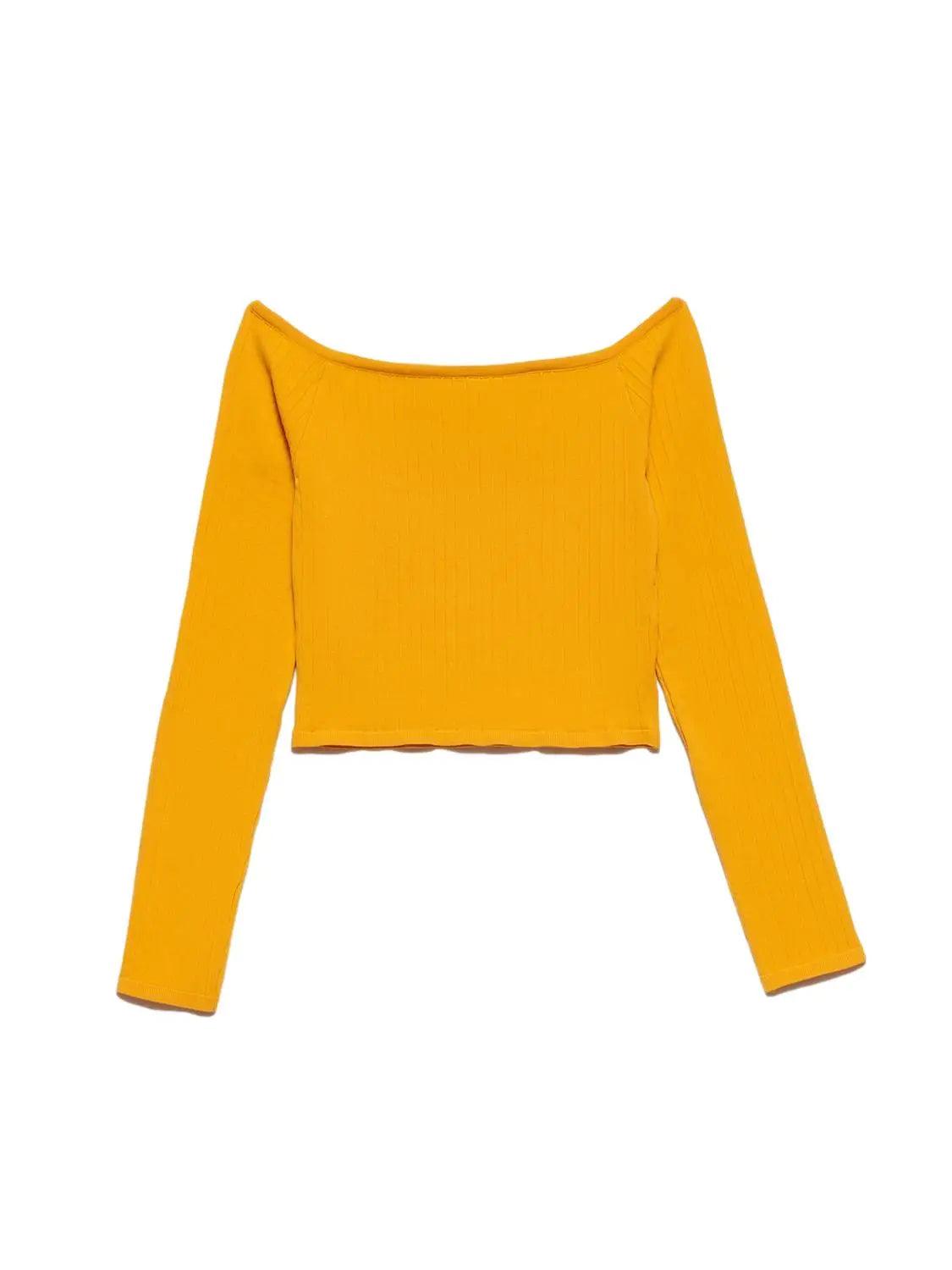 Off Shoulder Sweater Yellow / One Size ZEFASH