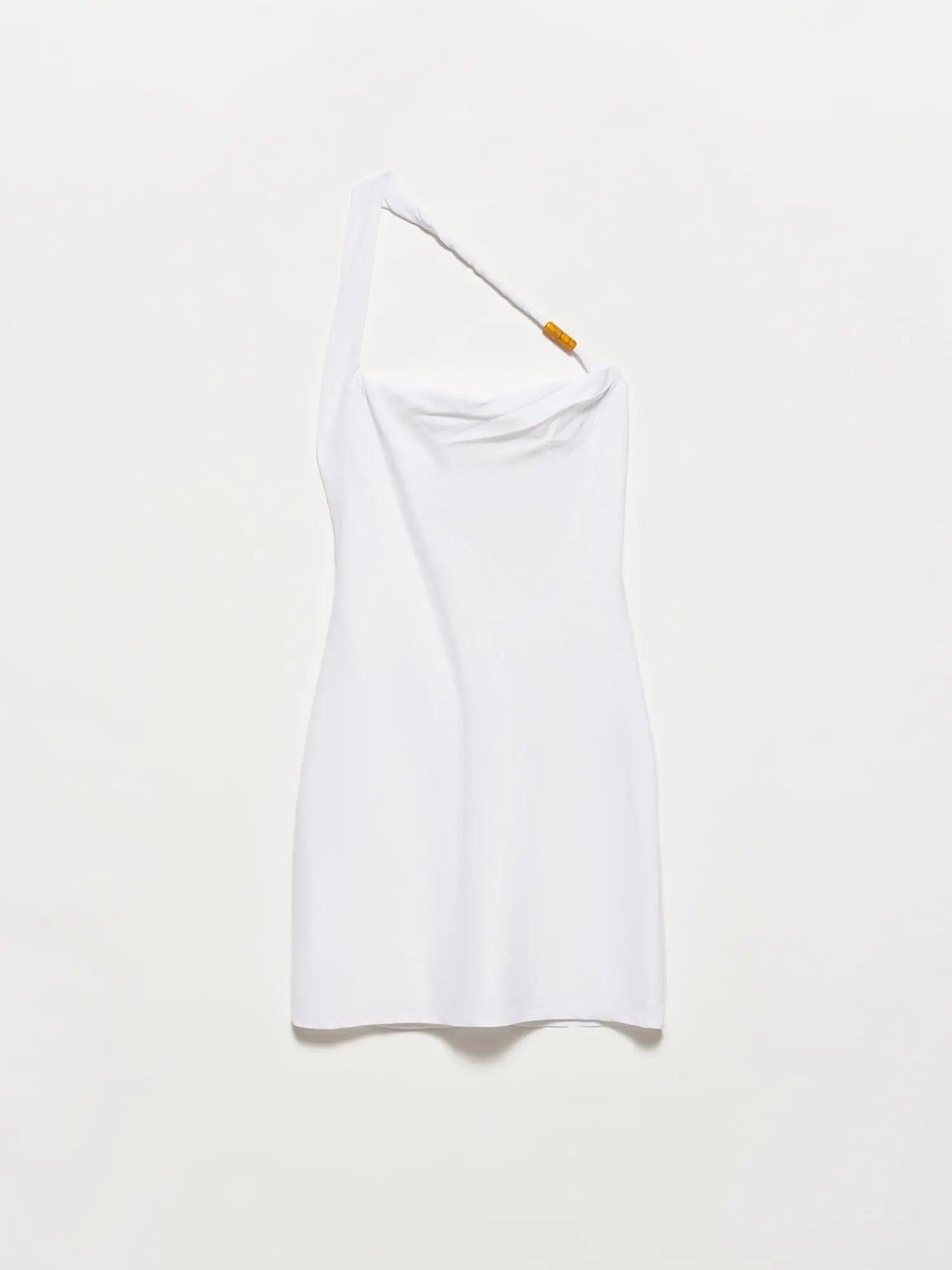 One Shoulder Sleeveless Slim Fit Mini Party Dress White / S / 4 ZEFASH