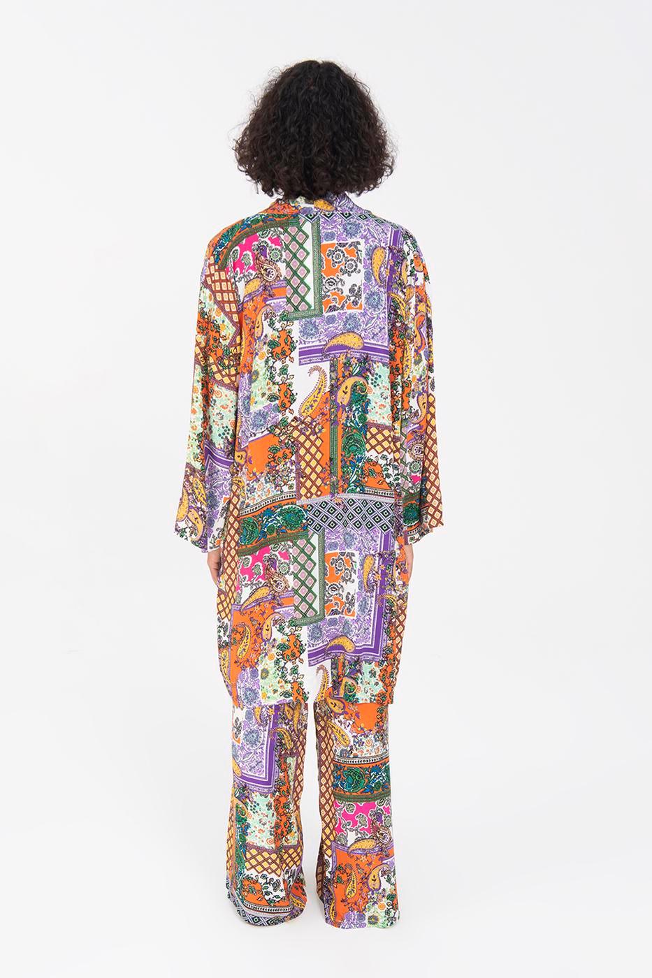 Patterned Midi Length Kimono Multi Color / One Size ZEFASH