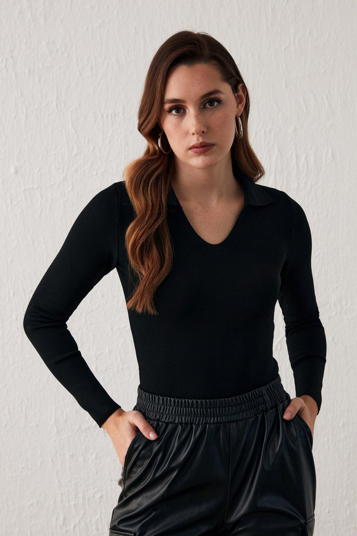 Polo Neck Knitwear Black / One Size ZEFASH