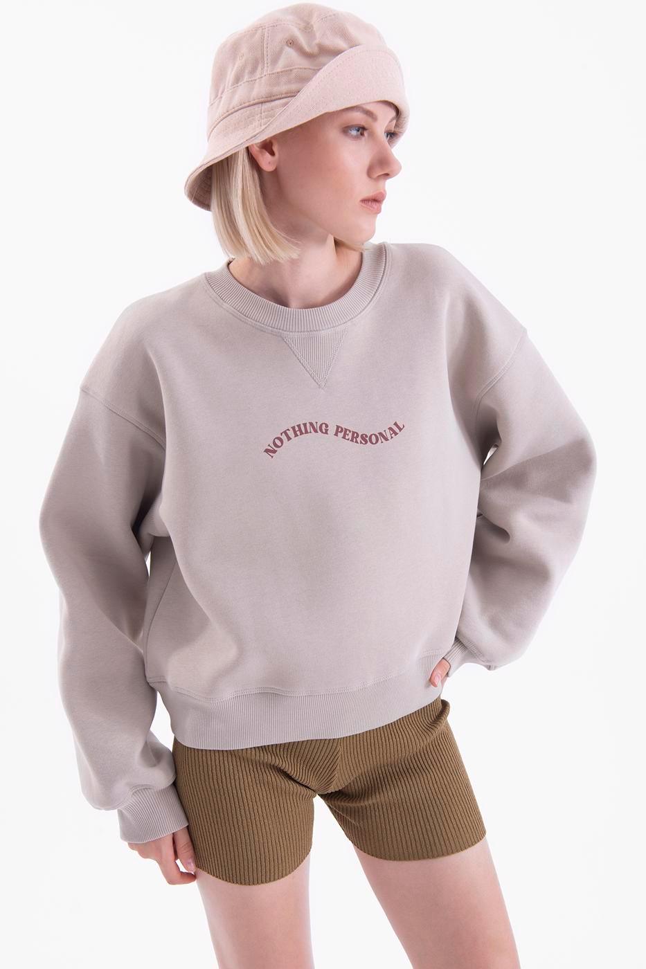 Printed Basic Crop Sweatshirt ZEFASH