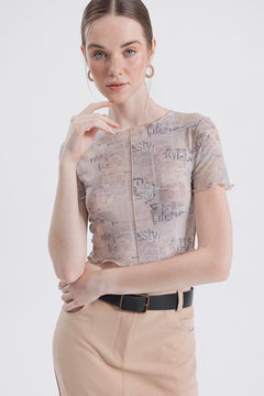 Printed Tulle Top