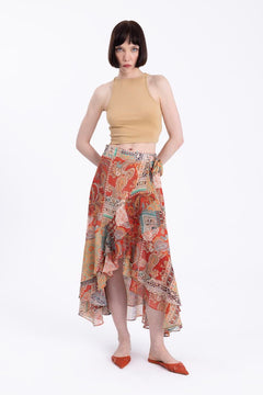 Ruffled Anvelop Midi Skirt