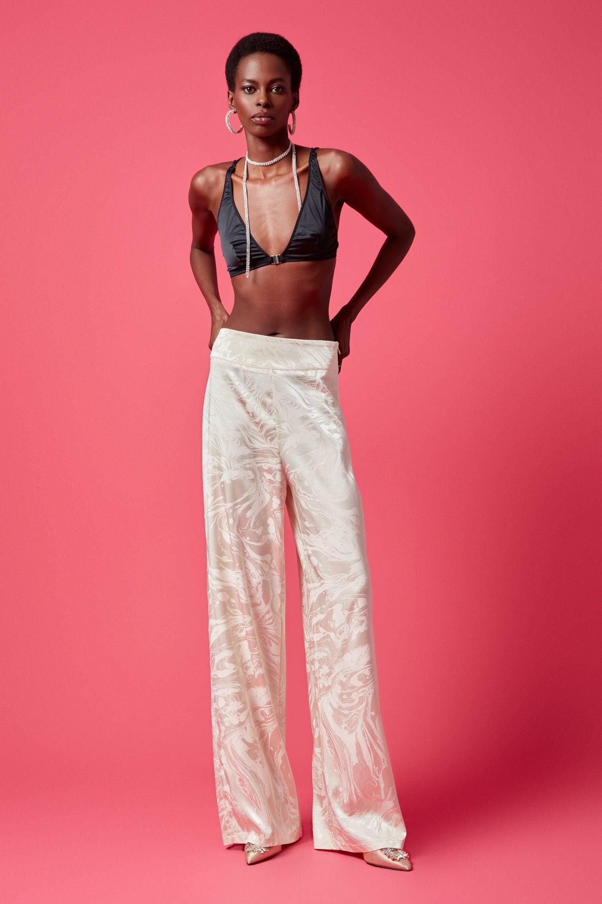 Satin Patterned Loose Trousers ZEFASH