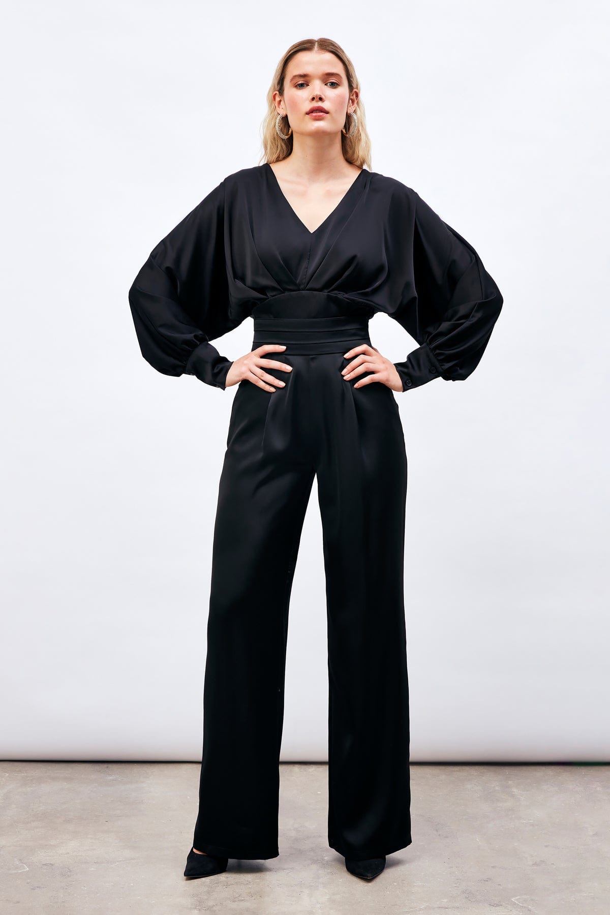 Shabby Satin Trousers with Pockets Black / M / 6 ZEFASH