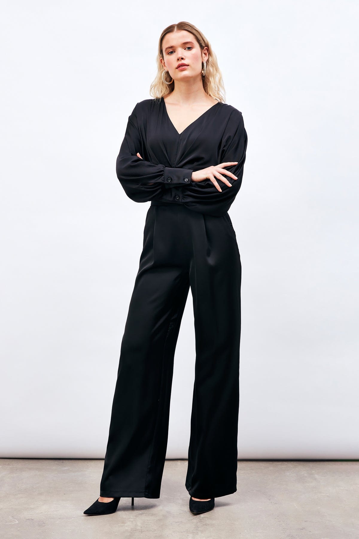 Shabby Satin Trousers with Pockets ZEFASH
