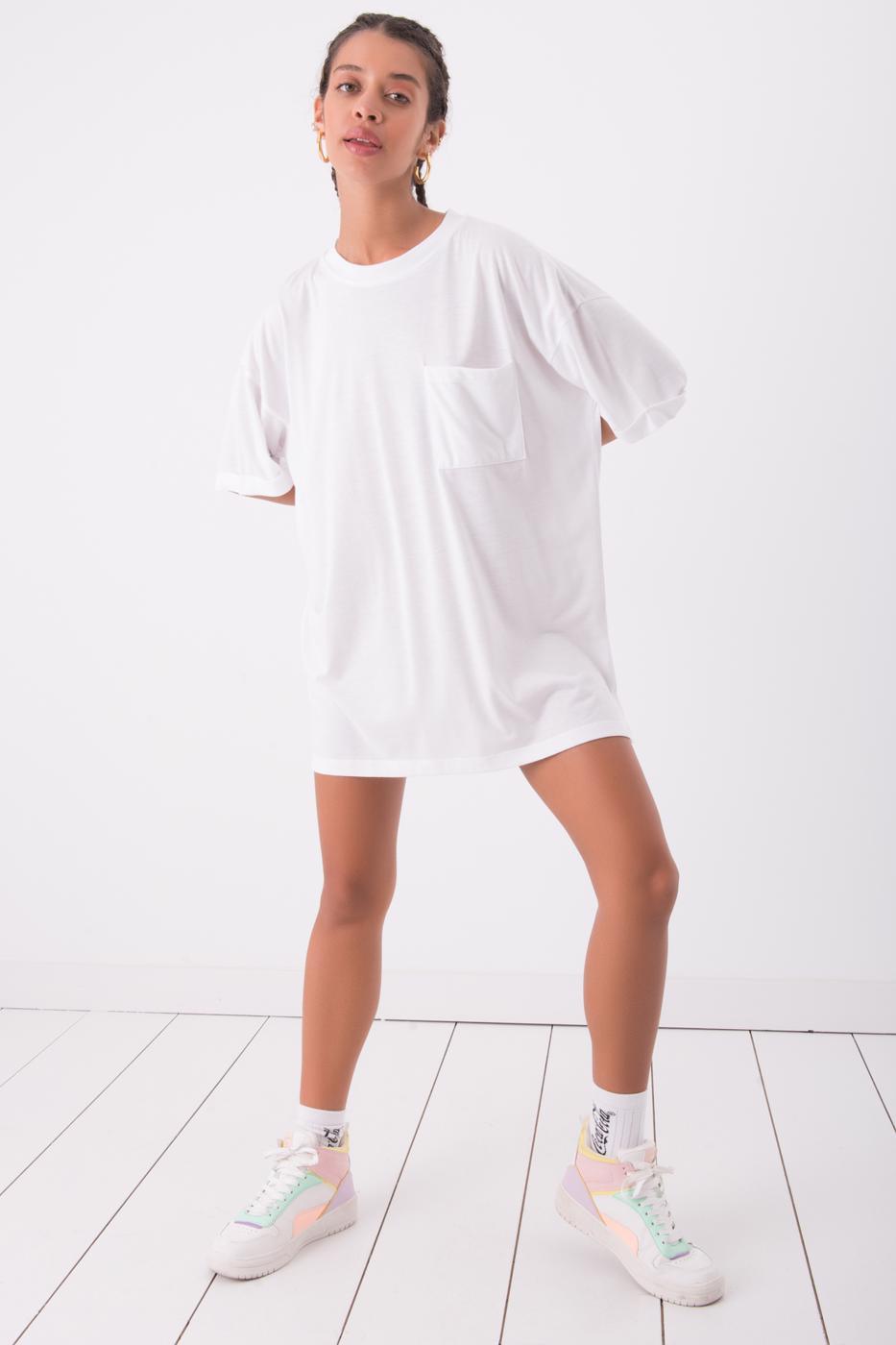 Short Sleeve Basic Mini T-Shirt Dress White / XS / 2 ZEFASH