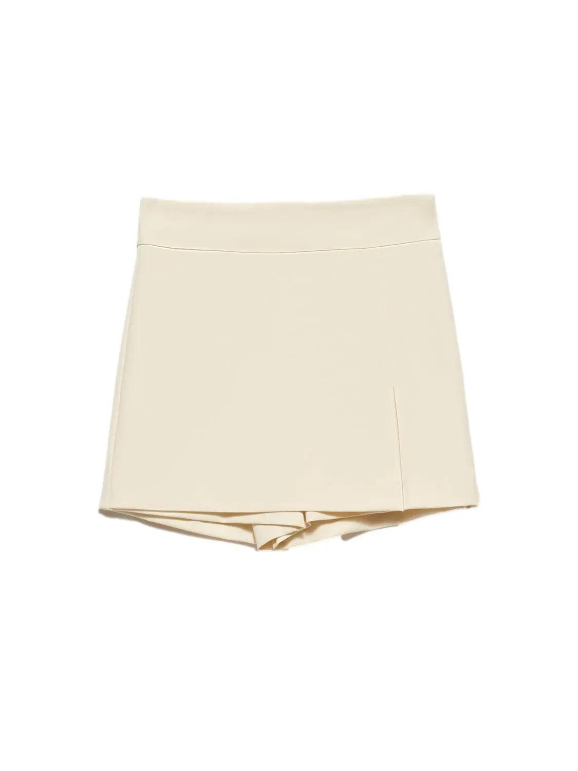 Shorts Skirt With Slits Ecru / S / 4 ZEFASH