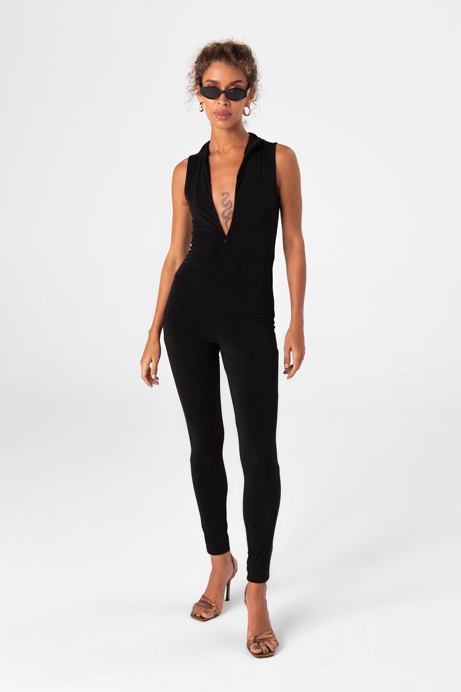 Slim Fit Sleeveless Lycra Jumpsuit Black / XS / 2 ZEFASH