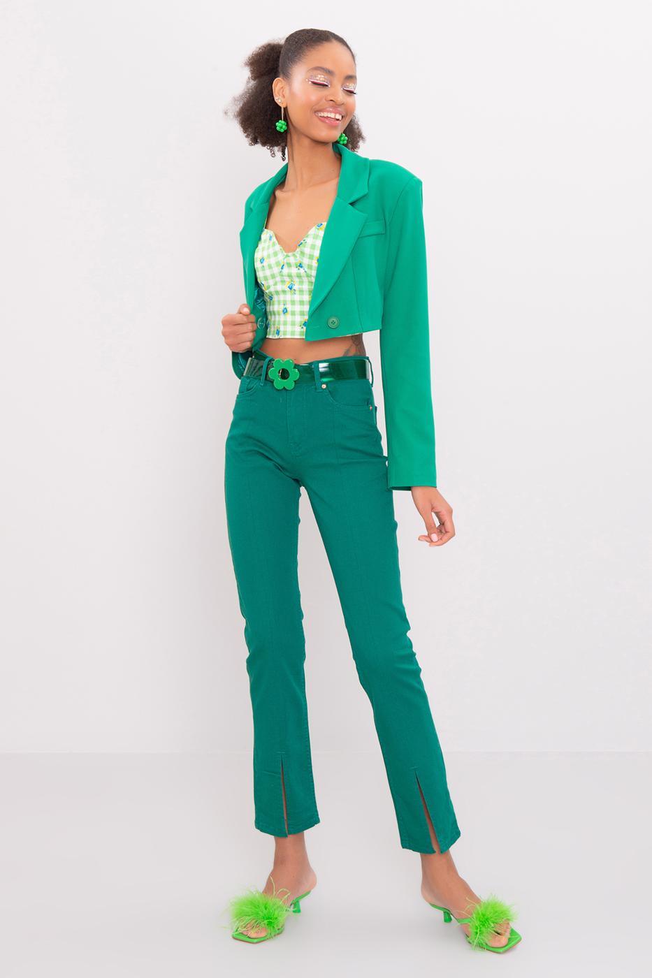 Slit Detailed Trousers Green / 26 ZEFASH
