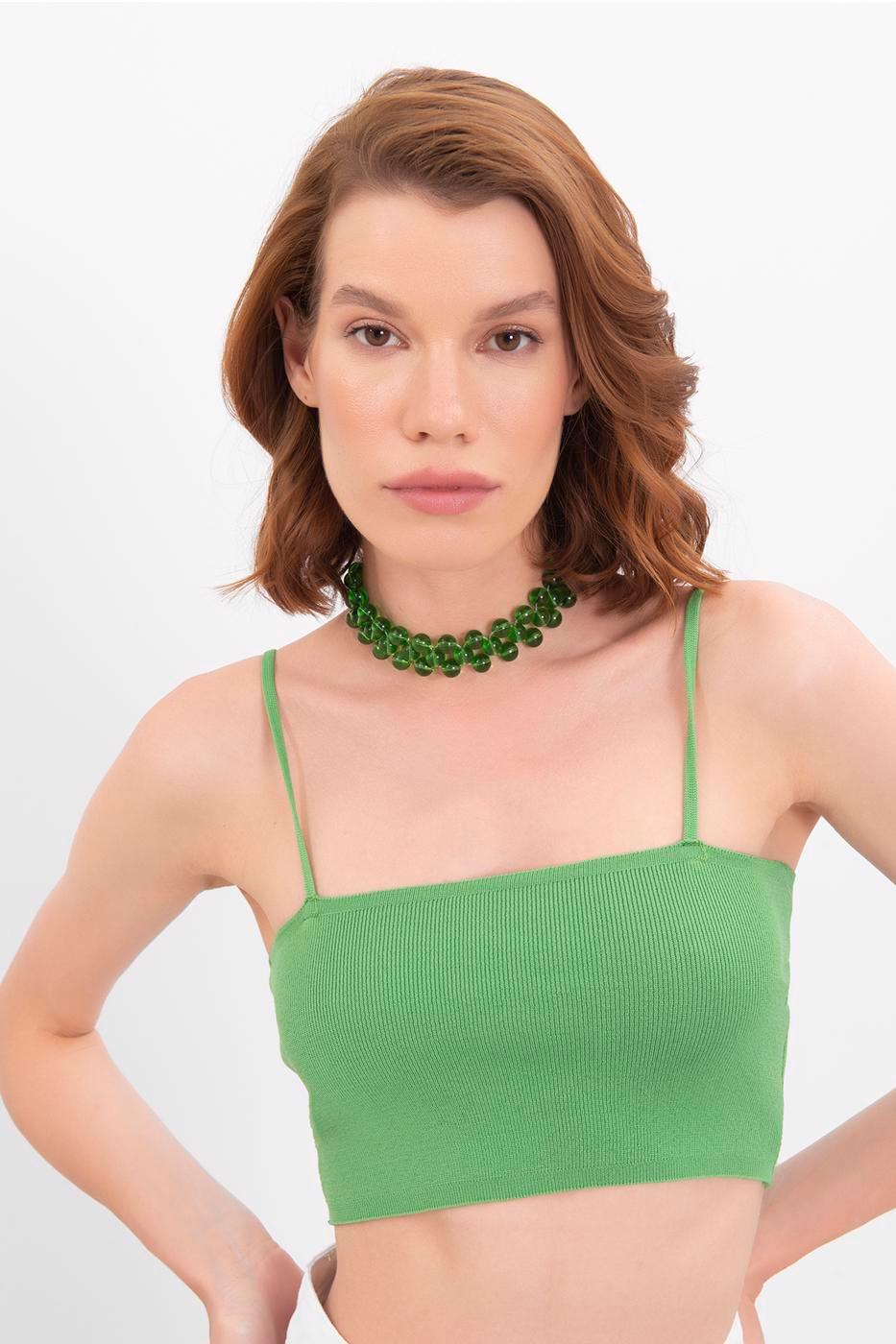 Strap Knitted Bustier Green / XS / 2 ZEFASH