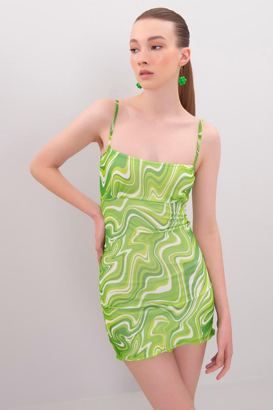 Strap Tight Mini Dress Green / XS / 2 ZEFASH