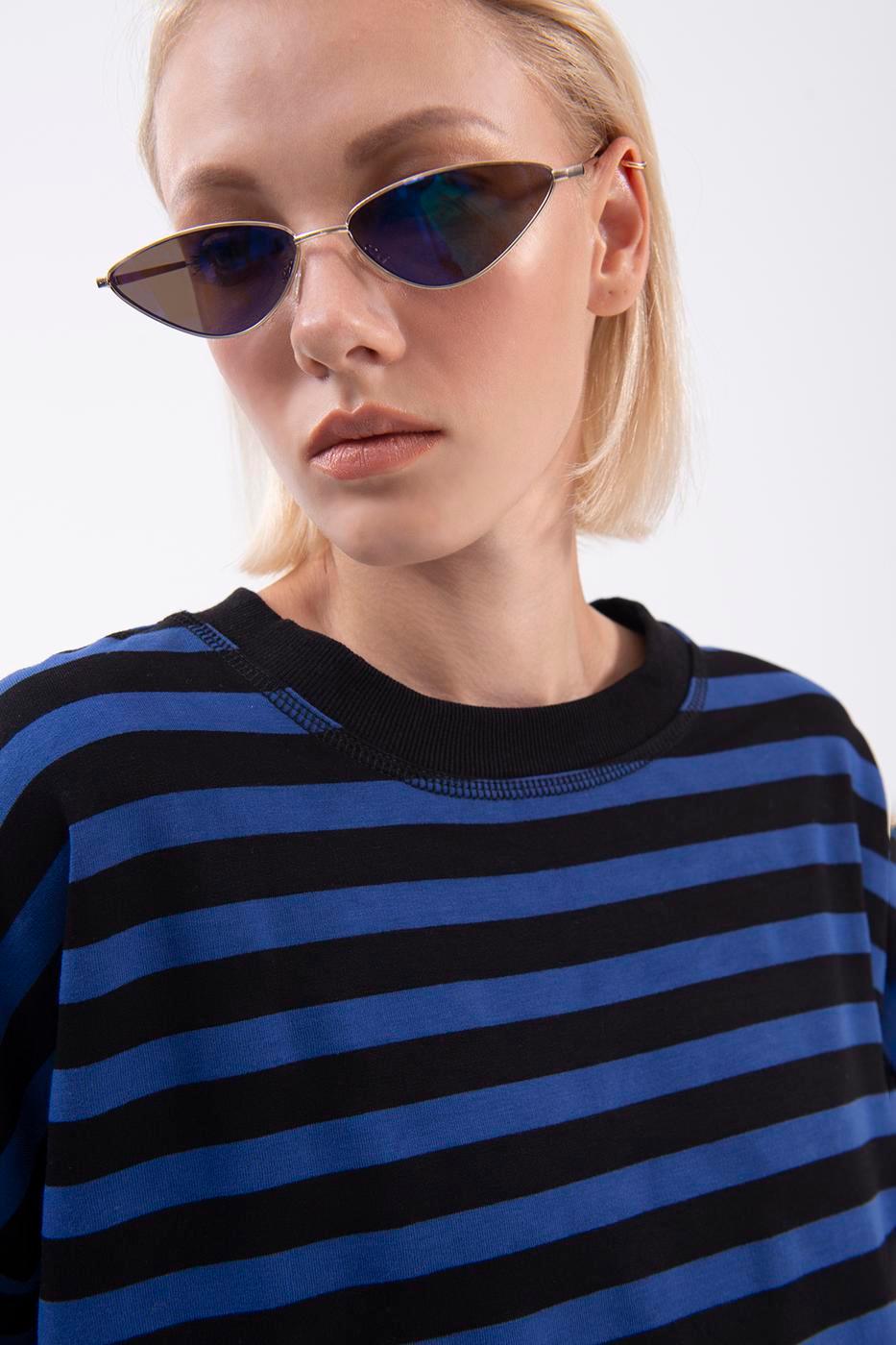 Striped Basic Sweatshirt Blue / XS / 2 ZEFASH