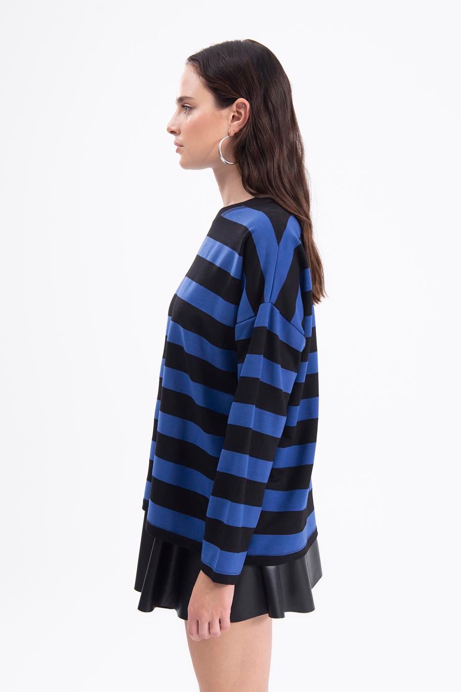 Striped Basic Sweatshirt ZEFASH