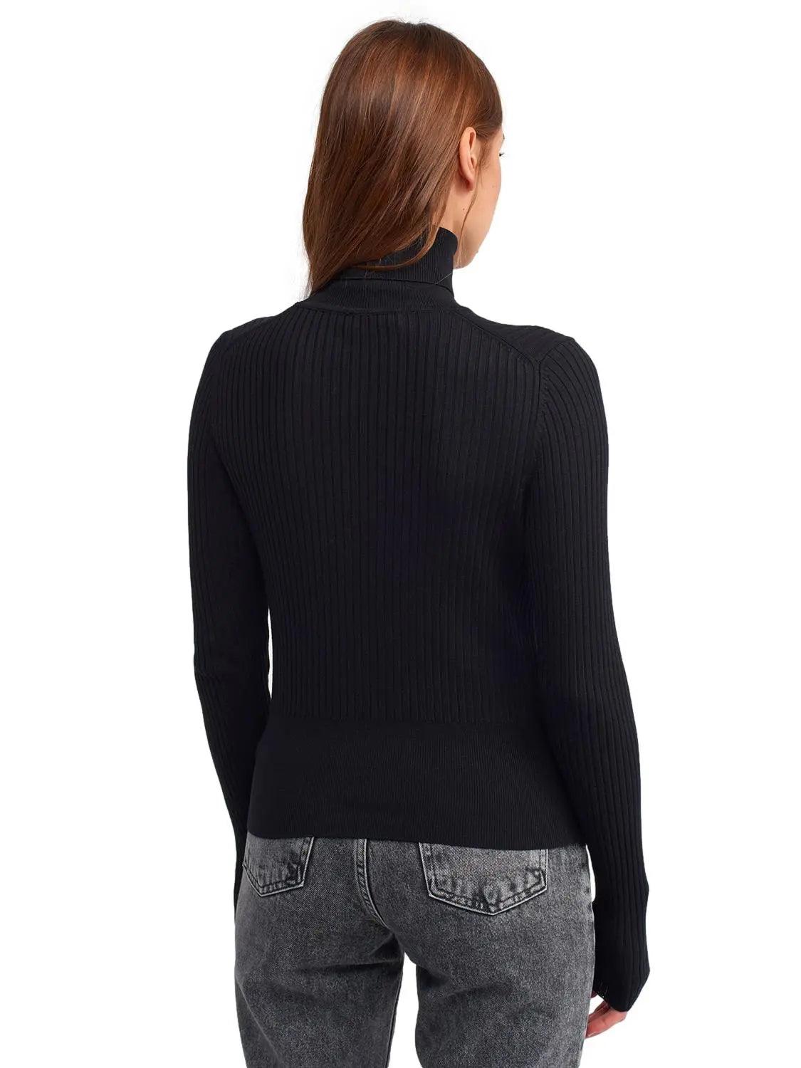 Turtleneck Basic Pullover Black / One Size ZEFASH
