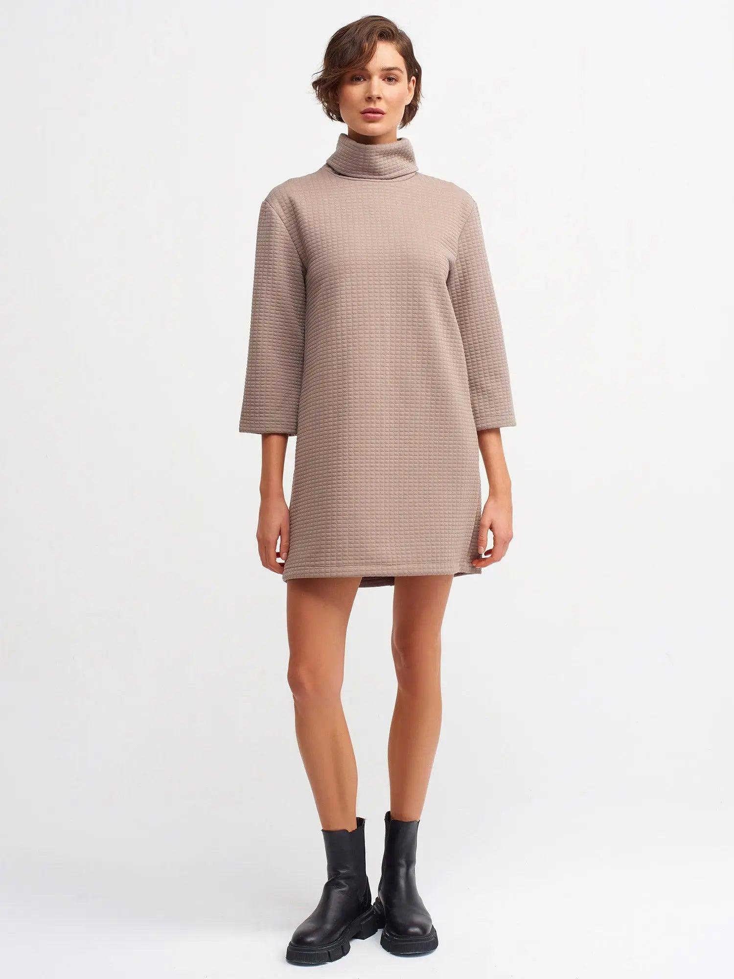 Turtleneck Knitwear Mini Dress ZEFASH