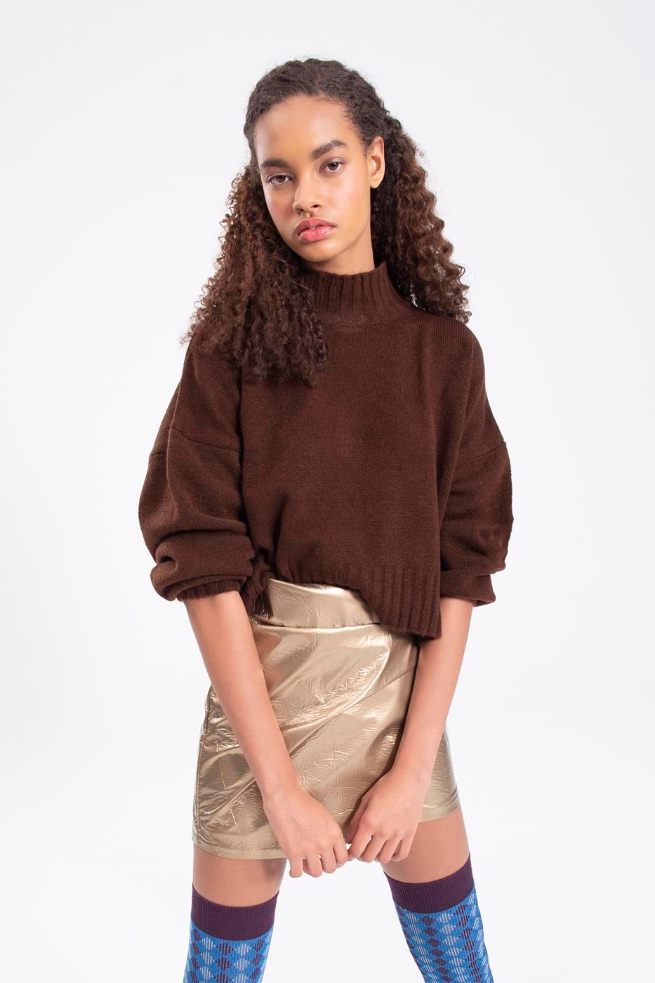 Turtleneck Knitwear Sweater Brown / XS / 2 ZEFASH