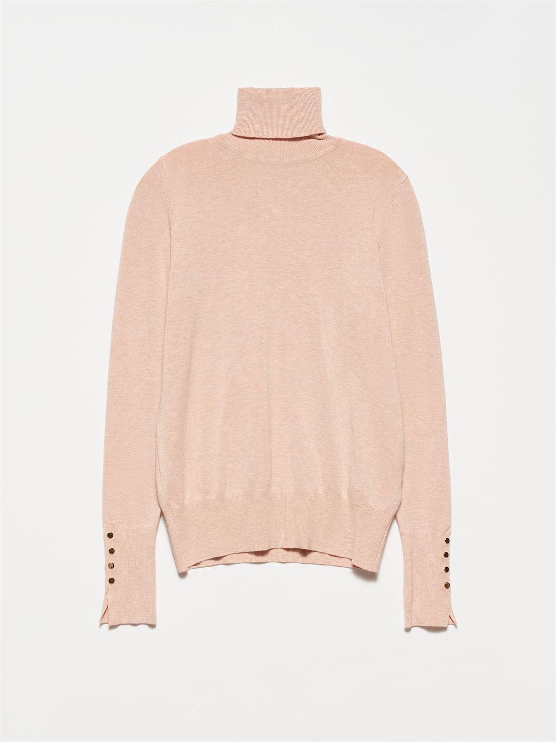 Turtleneck Sweater With Dropped Sleeves Pink / One Size ZEFASH
